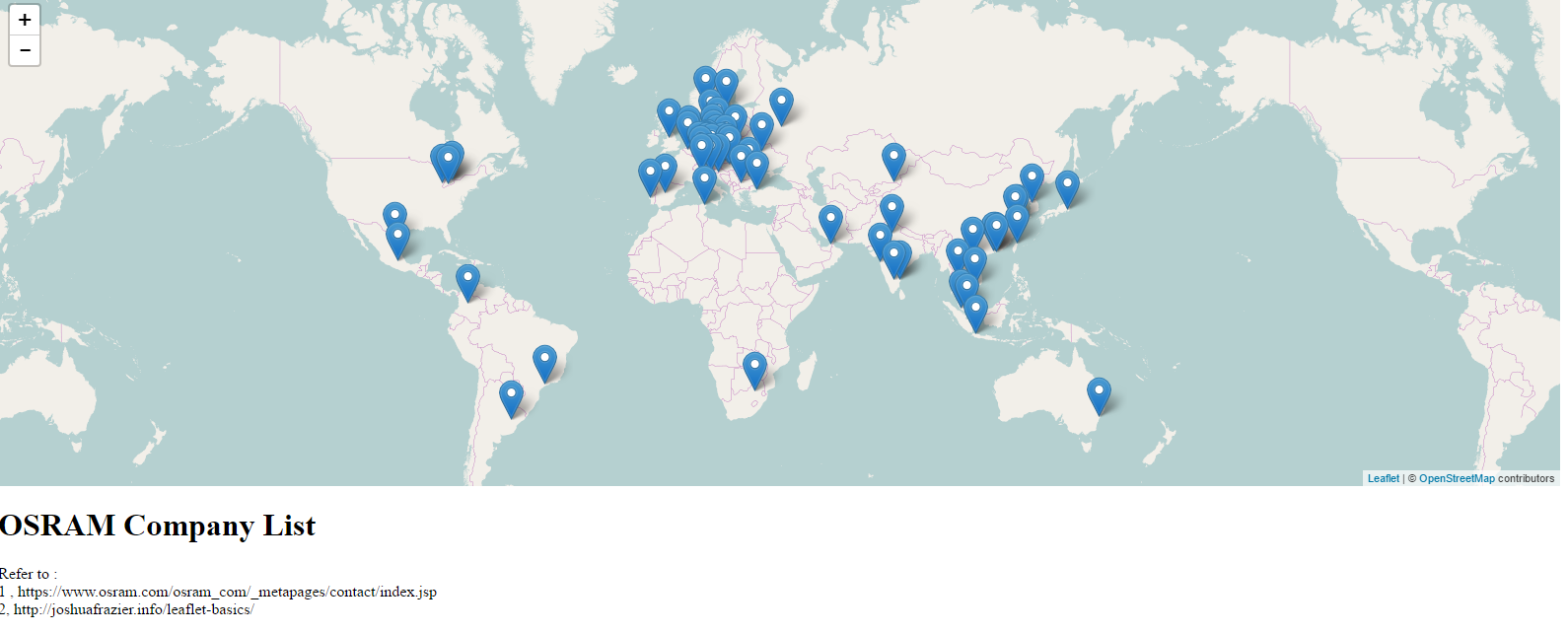 MAP OF OSRAM COMPANY LIST